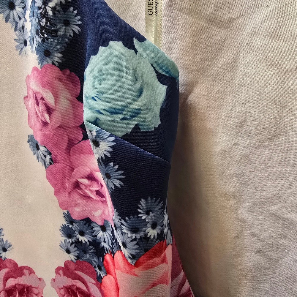 Guess Los Angeles Floral Print Apron Halter Sleeveless Mini Dress 2 Bodycon - Picture 4 of 11